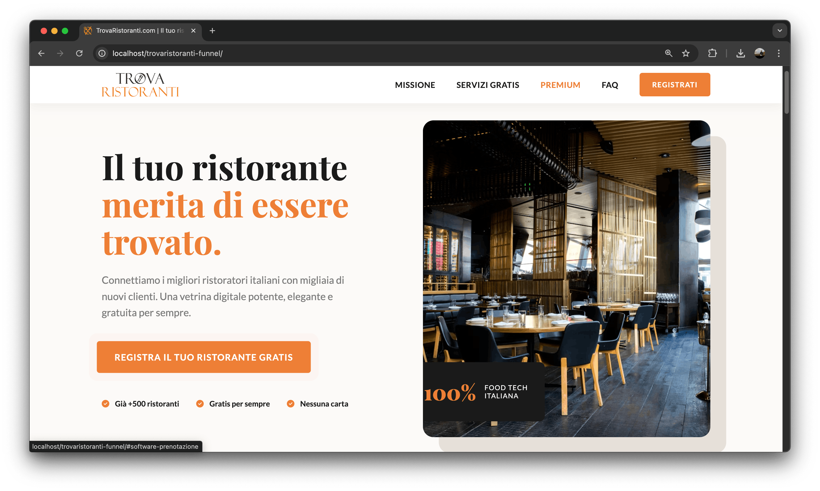 funnel.trovaristoranti.com - Preview Desktop Progetto Digital